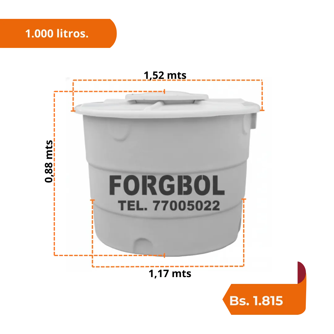 Tanque elevado de fibra de vidrio 1000 litros FORGBOL