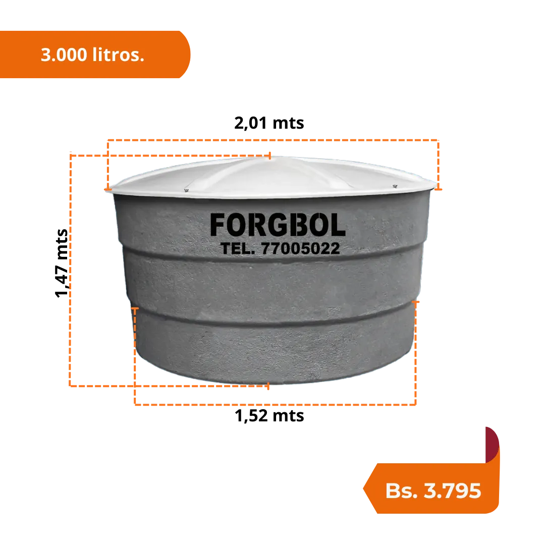 Tanque elevado de fibra de vidrio 3000 litros FORGBOL