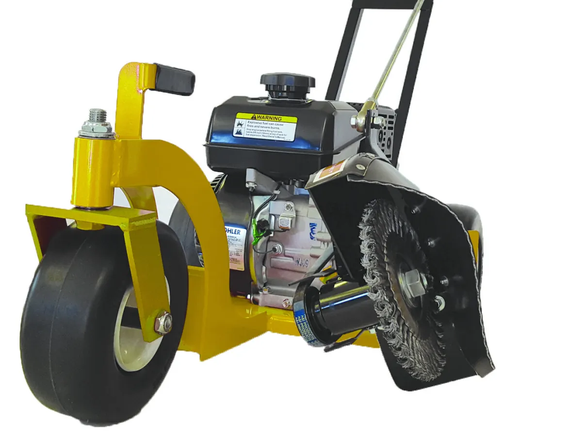 Yellow Asphalt Crack Cleaner with Tilting Brush