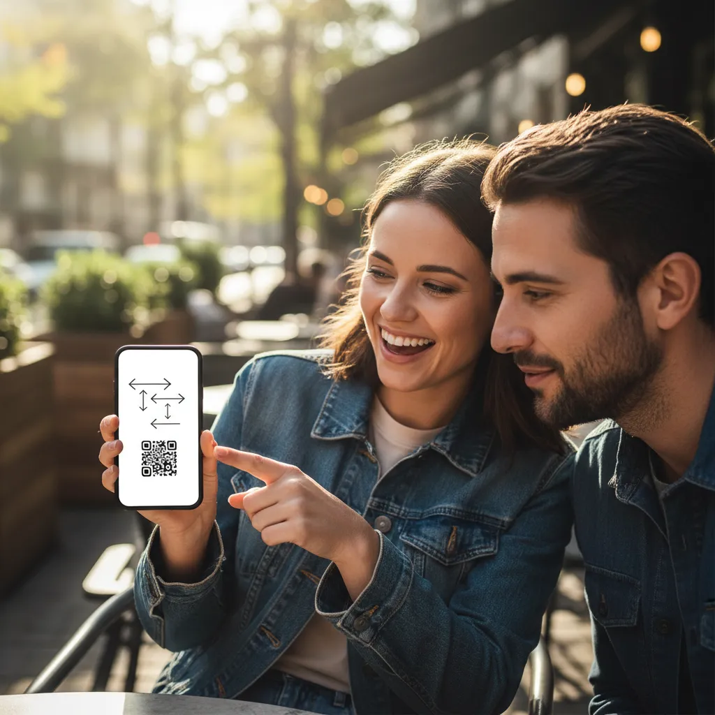 Person sharing a referral link on their phone with another person