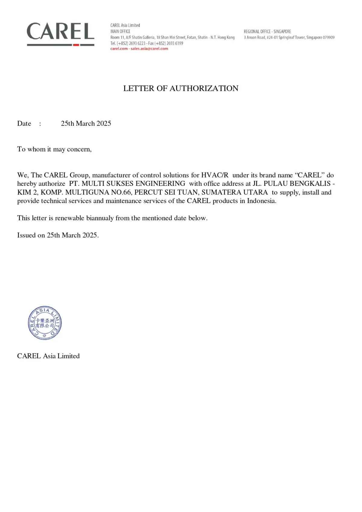 Authorized Partner Carel