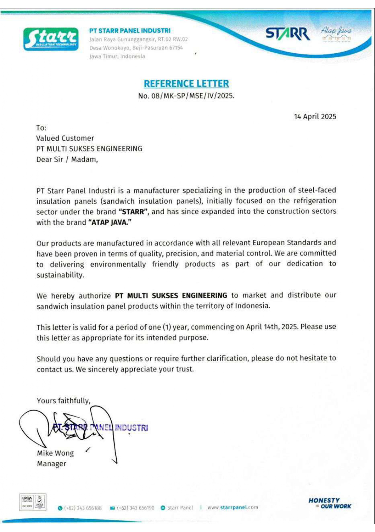 Authorized Partner Starr Panel