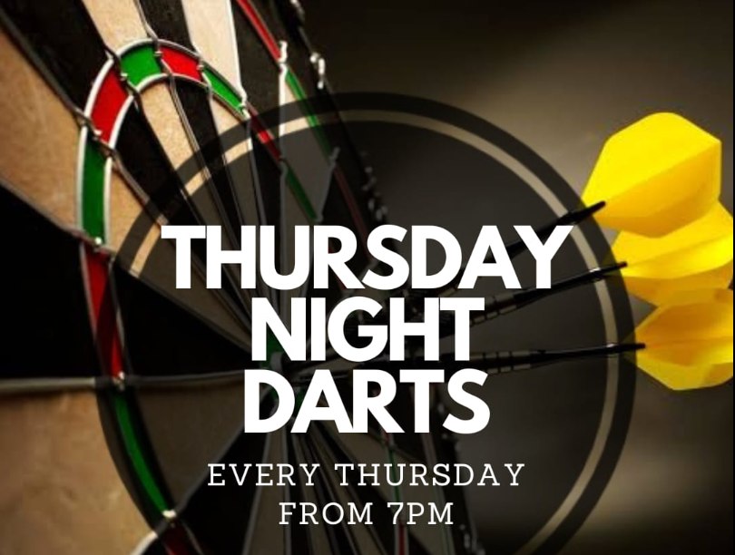 Thursday night darts league players at the oche