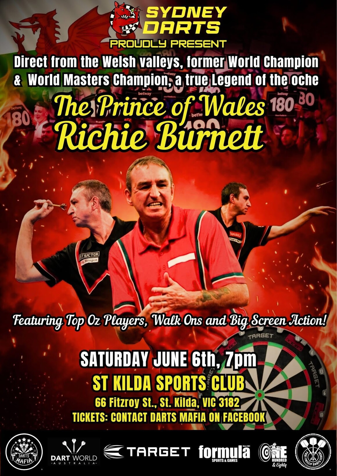 Richie Burnett June 6 poster for St Kilda Sports Club event