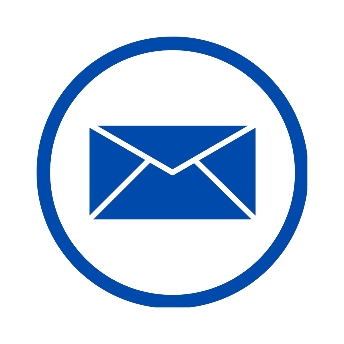 A blue circular icon containing a white envelope, representing the delivery of instant scores and actionable tips via email.