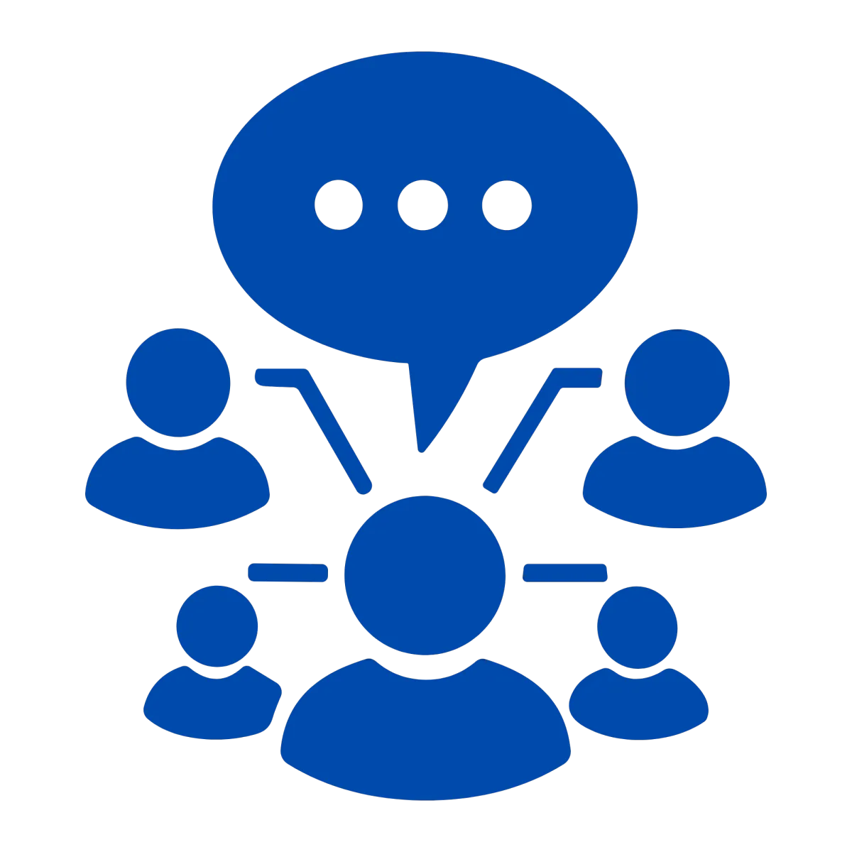 An icon of a group of people in a circle with a shared speech bubble, with text: "A focused community of hospitality owners working on the same problem