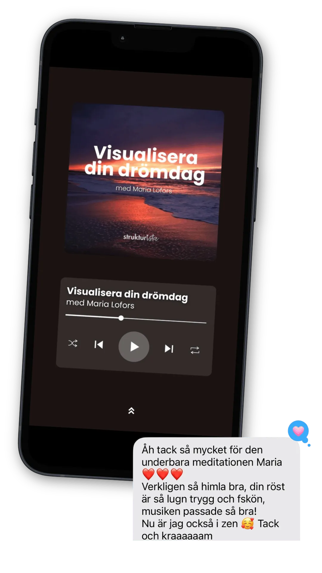 Visualisera dina drömmar, guidad mediation, bild på spelare i mobiltelefon