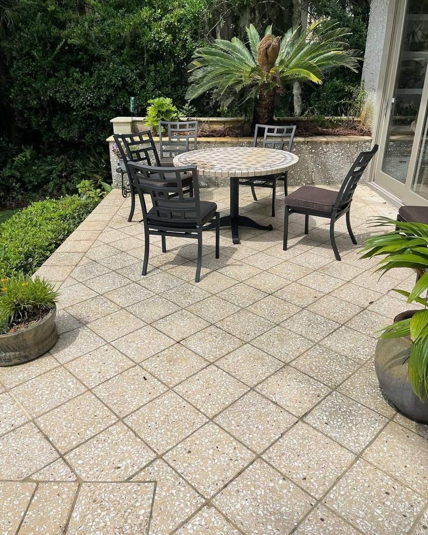 Paver patio and walkway after pressure washing, Brunswick GA