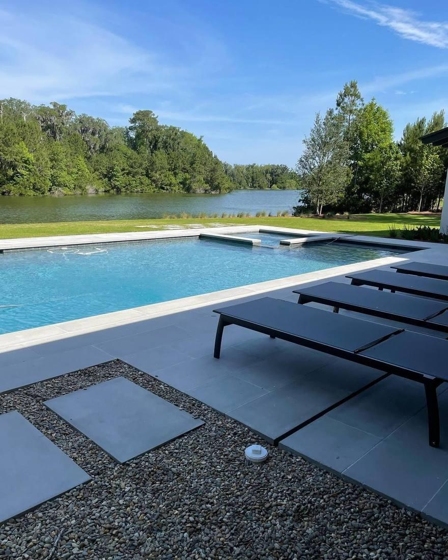 Cleaned pool deck and patio at a coastal Georgia home