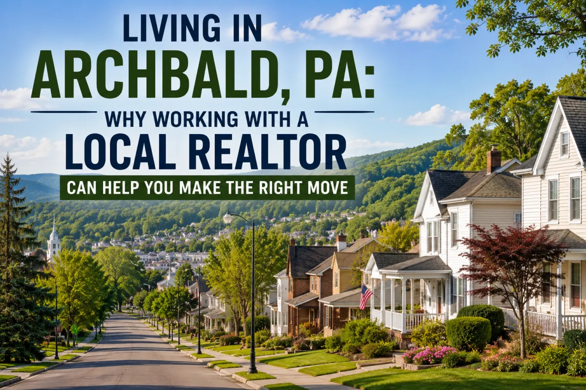Beautiful residential neighborhood in Archbald Pennsylvania with charming homes and scenic mountain surroundings