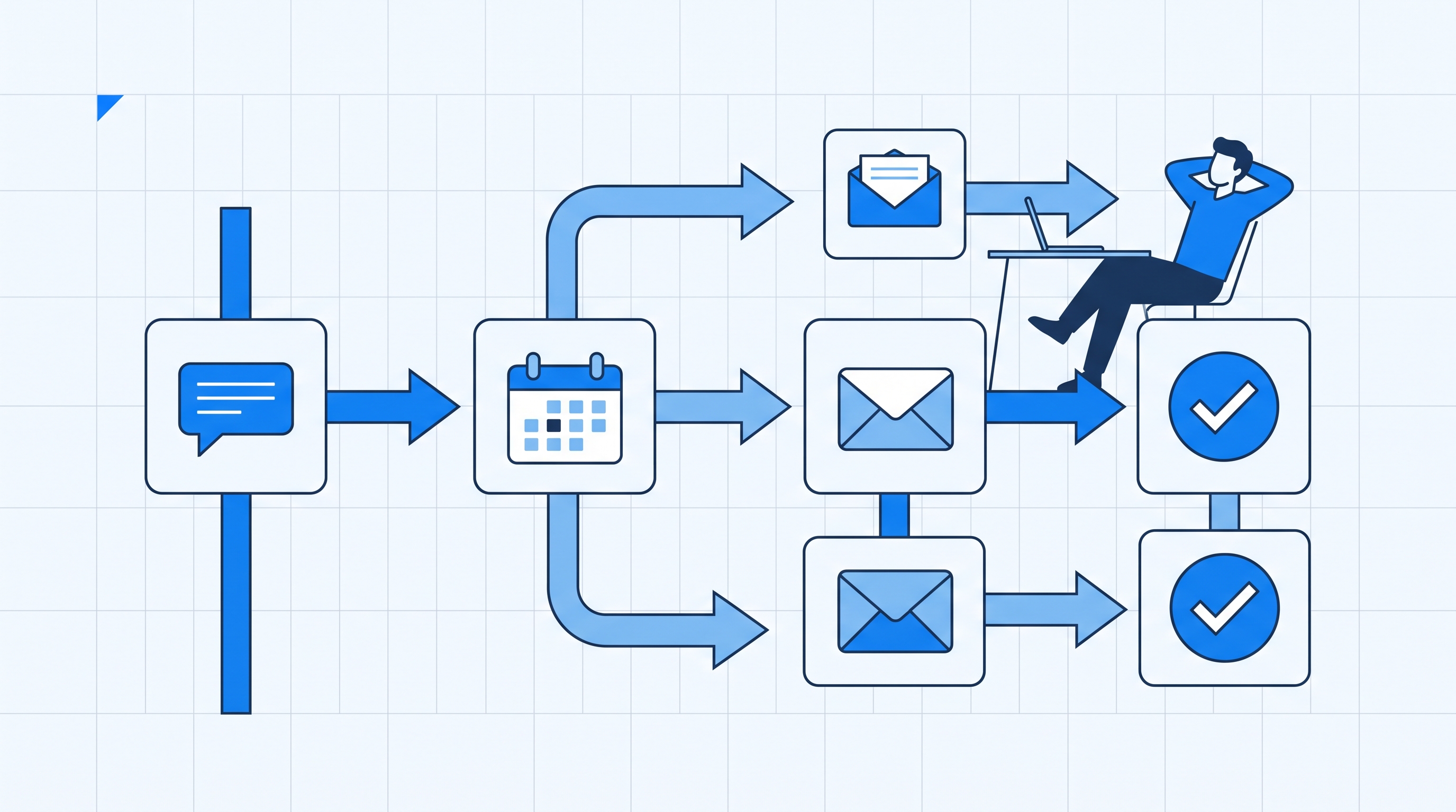 "Workflow automation services showing automated lead follow-up and CRM notifications"