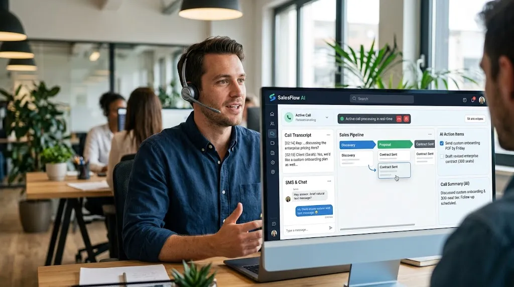 AI automatically updating a sales pipeline from calls and text messages