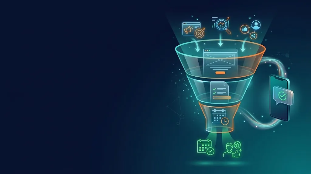 High converting GHL funnel showing landing page, lead capture form, and booking calendar