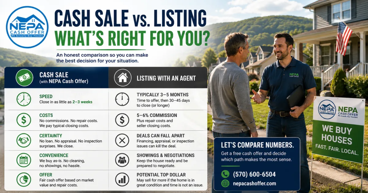 Cash Home Buyer vs. Real Estate Agent in NEPA: An Honest Comparison
