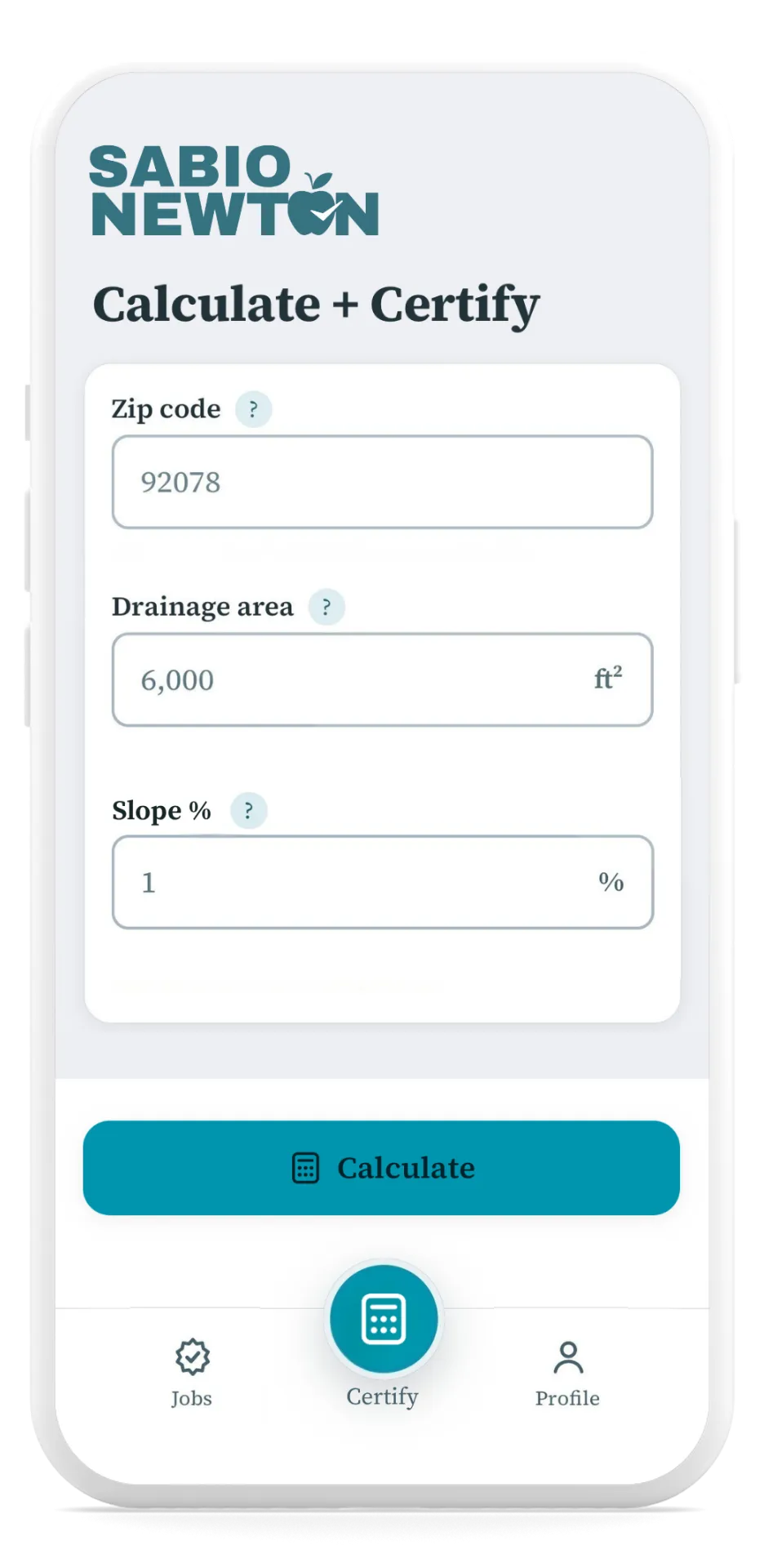 Sabio Newton Application mockup