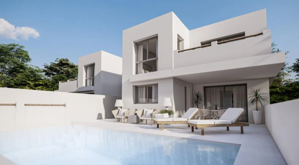 Villa moderna con piscina y vistas al mar