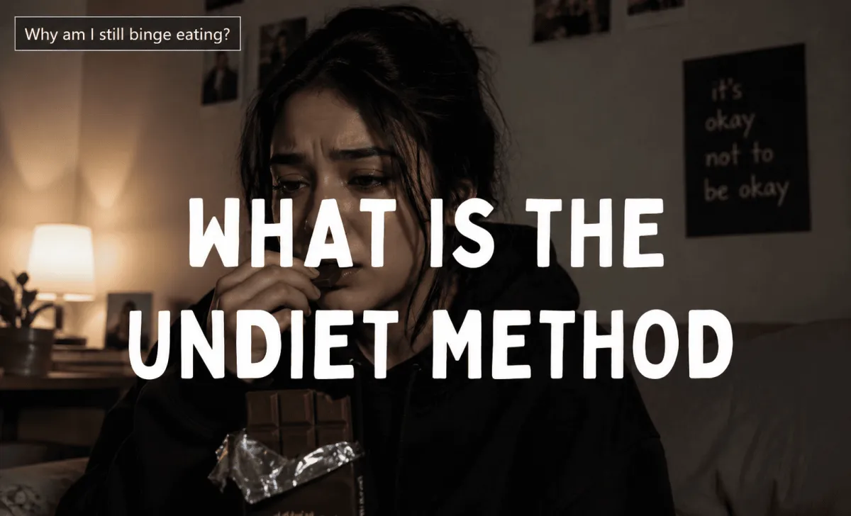 Women bingeing with text overlay saying 'what is the Undiet Method'