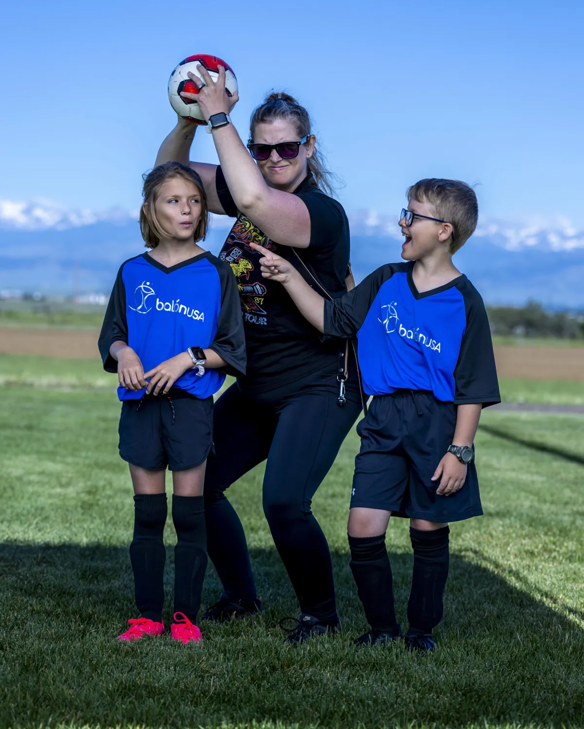 Family Soccer Portrait Outdoors