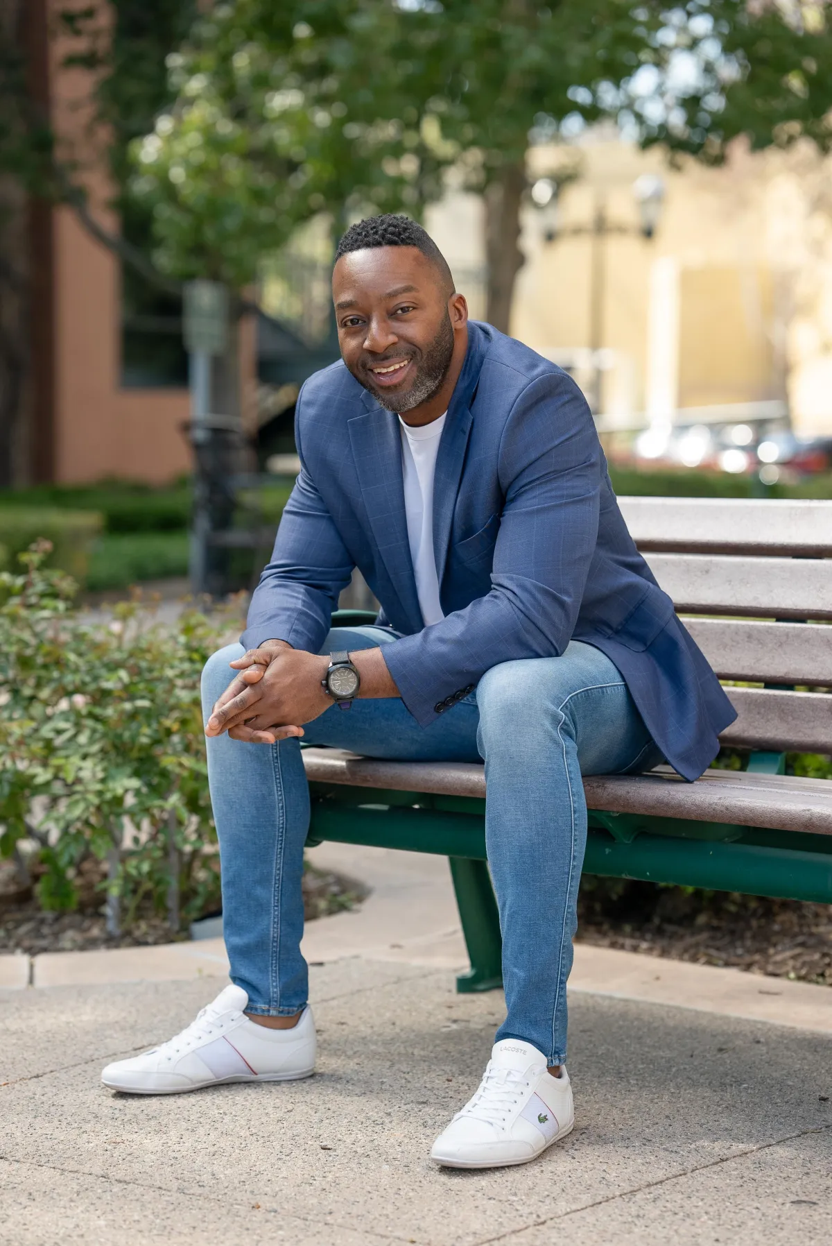 Mar Brown sitting on a bench - Business Coaching