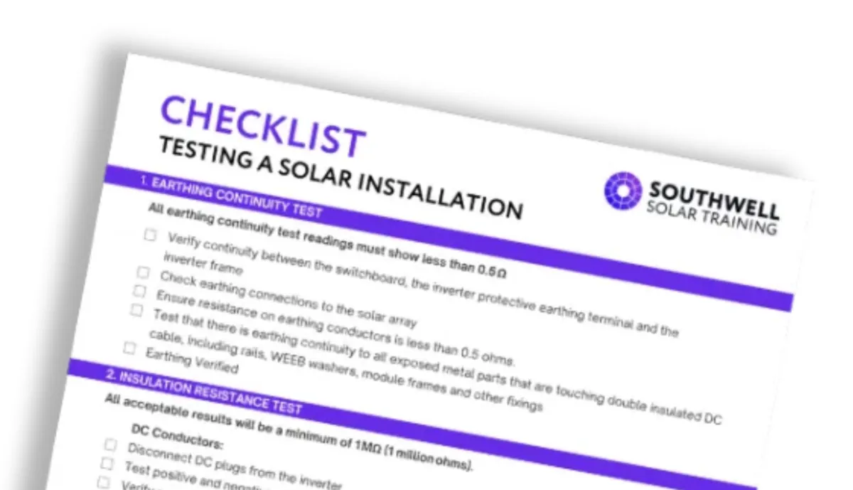 Testing a Solar Installation Checklist (Free)