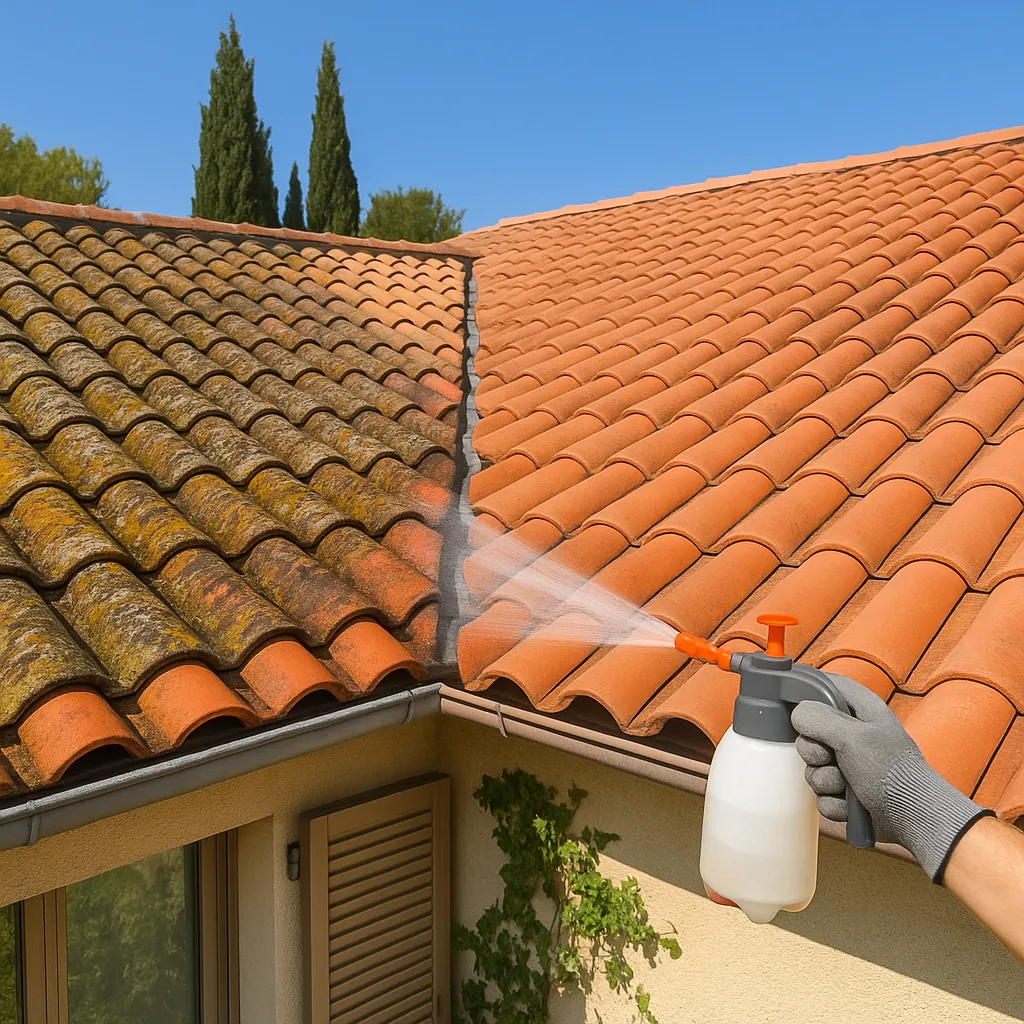 Traitement fongicide et algicide toiture à Aix-en-Provence