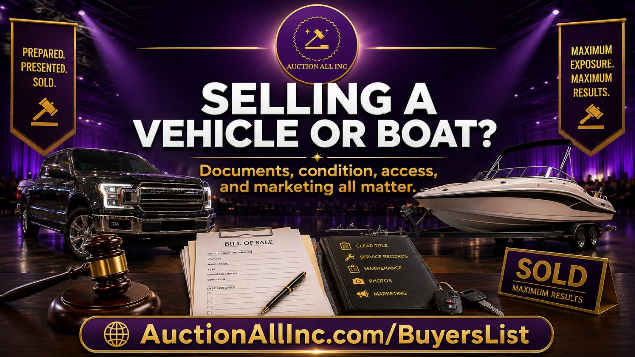 Selling a Vehicle or Boat at Auction: What Sellers Should Prepare