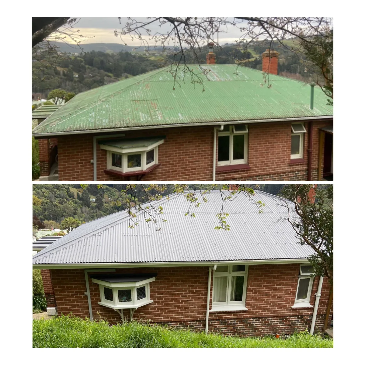 Roof painting in progress on a Dunedin home by Maka Makeovers Ltd