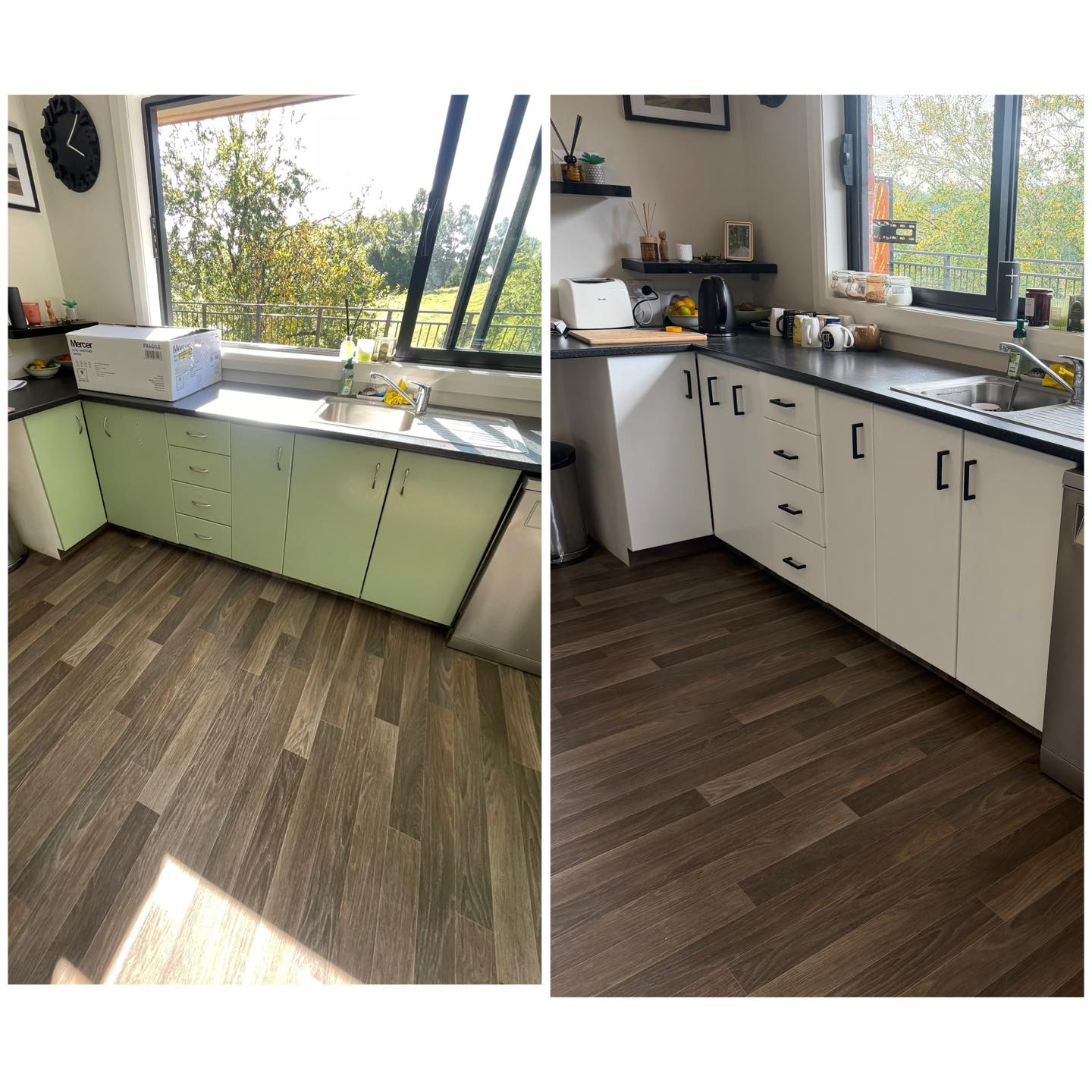 Before and after kitchen repaint