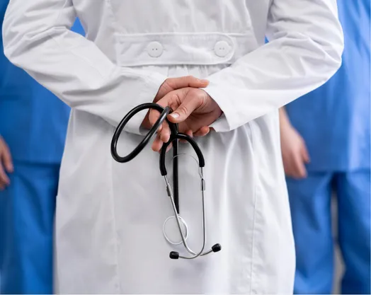 Doctor with a stethoscope around their neck