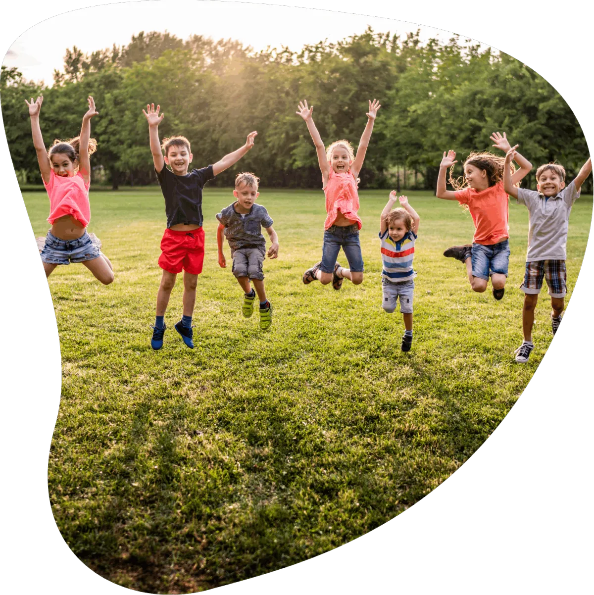 Kids jumping enthusiastically