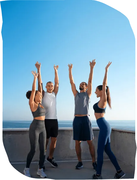 People with raised hands