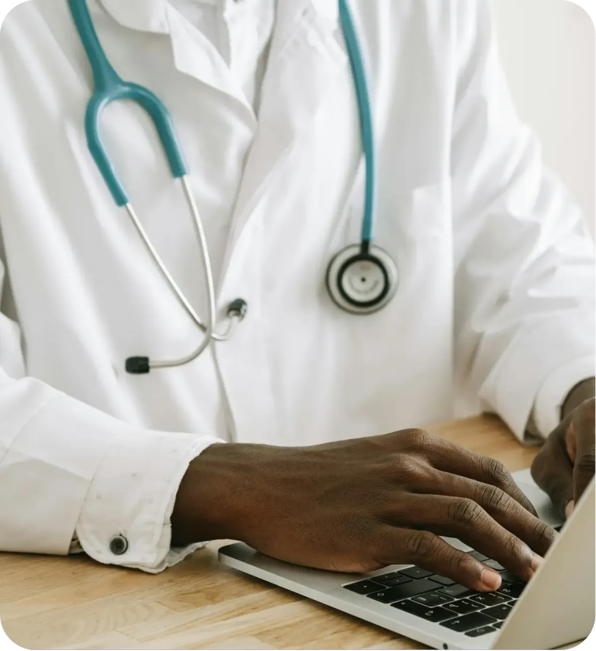 Doctor reviewing documents in office