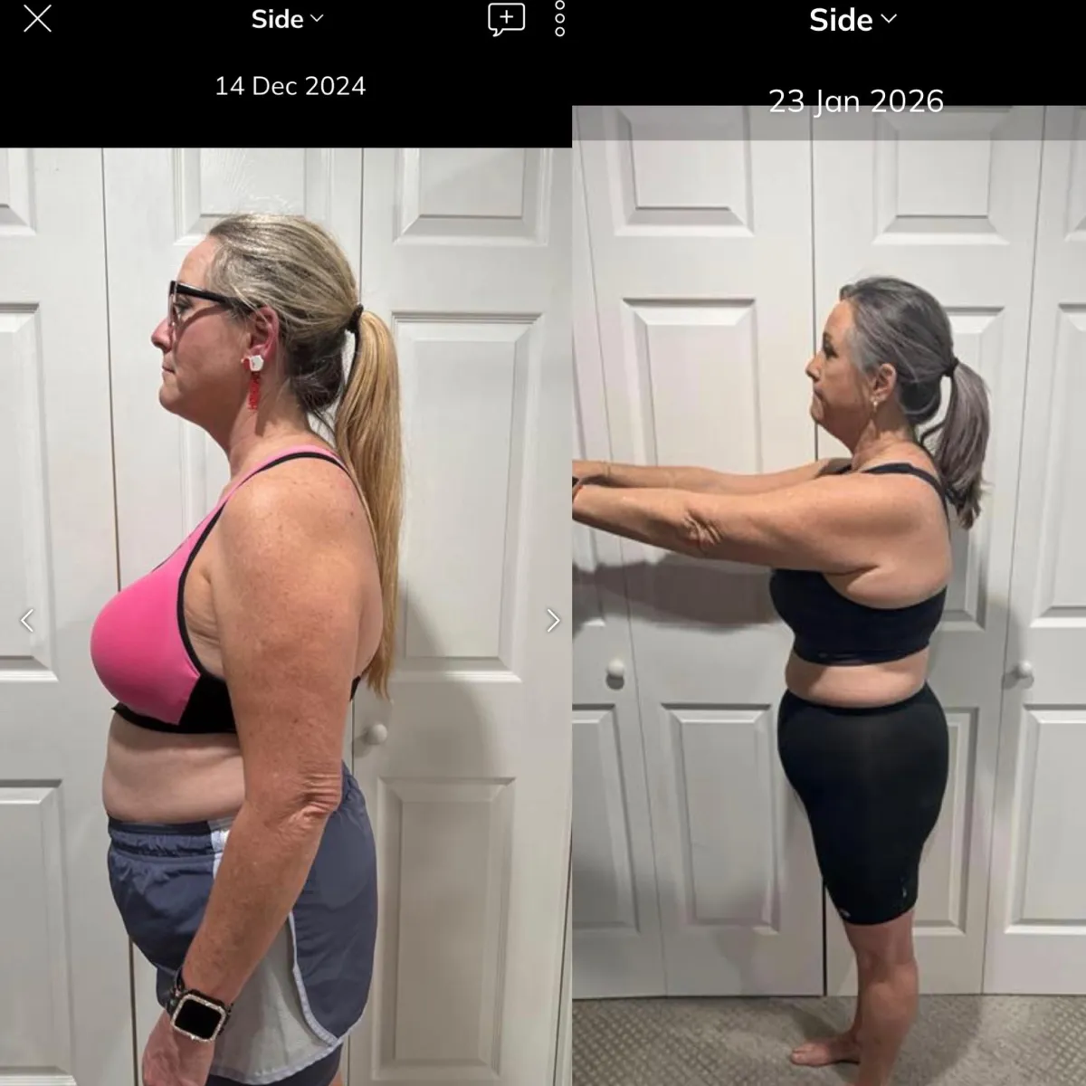 Before and after style portrait of Mike R., age 34, after losing 35 lbs.