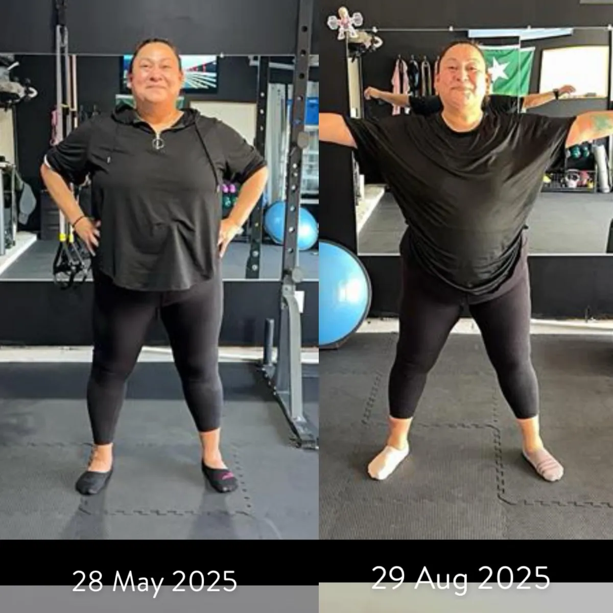 Portrait of Amanda L., age 31, outdoors in a park after losing 22 lbs.