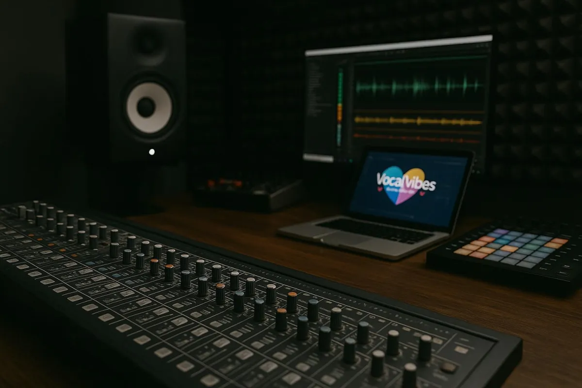 two laptop computers and DJ turntables