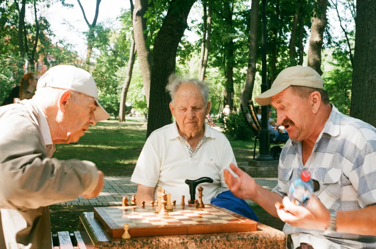 seniors playing chess