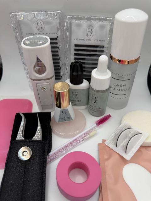 Close-up of lash extensions application