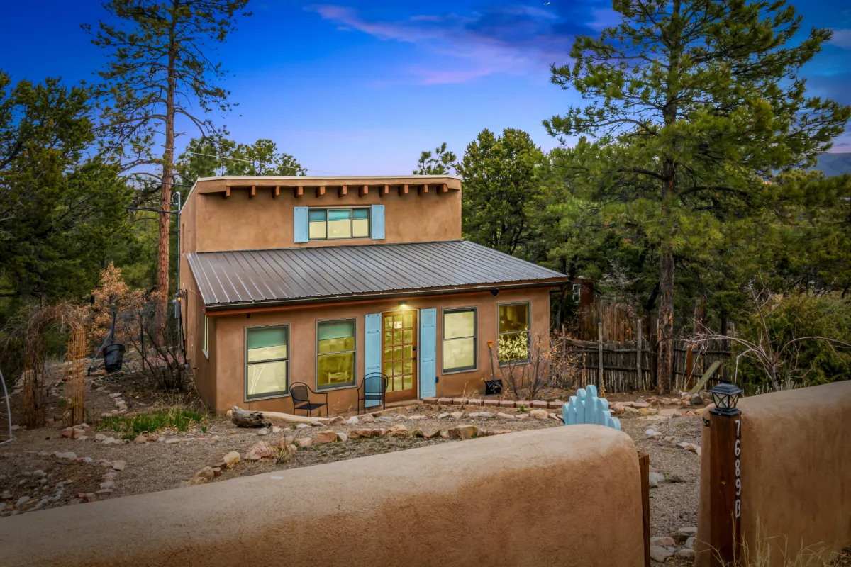a modern house with a walkway leading to the front door