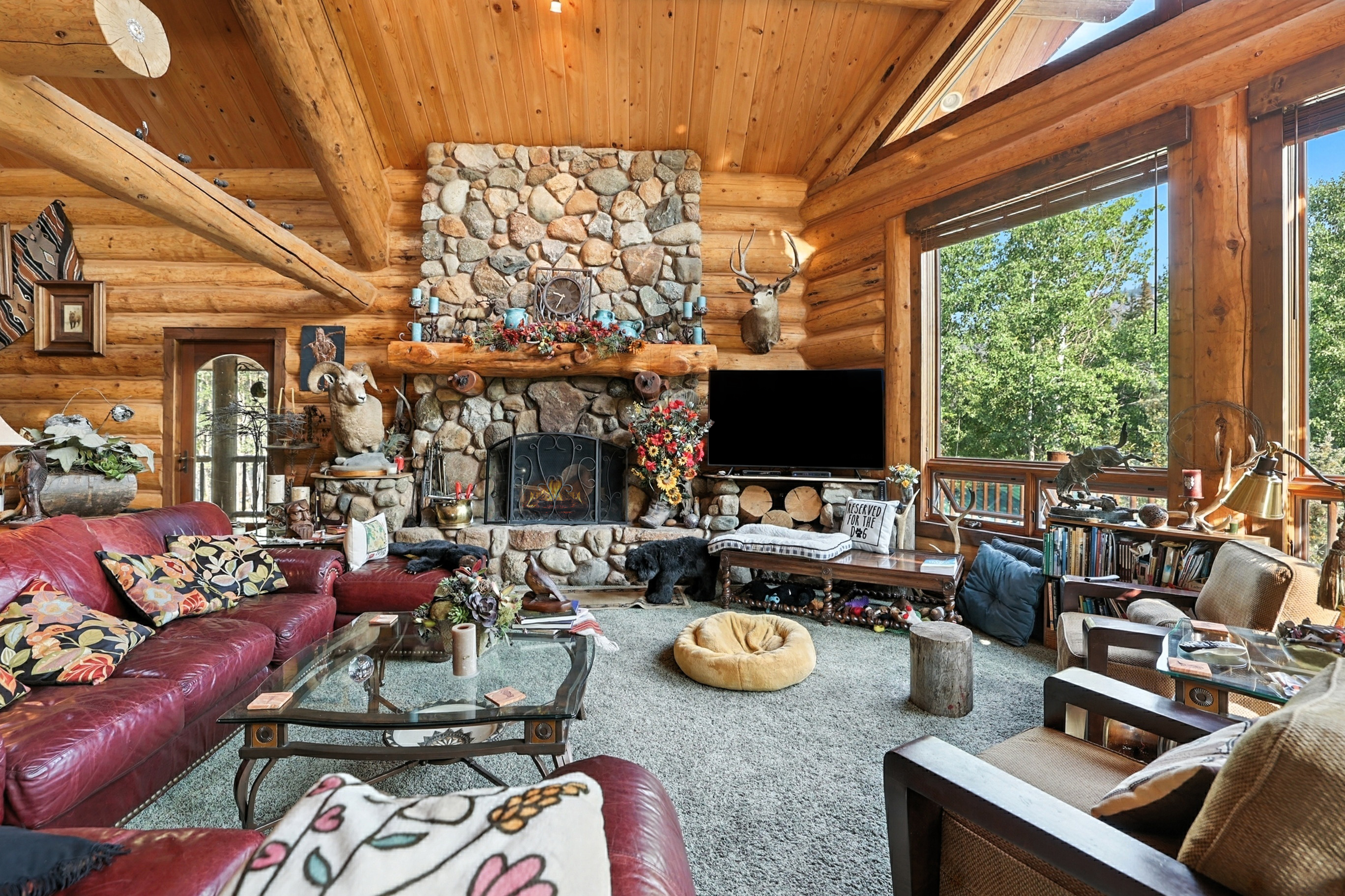 a living room filled with furniture and lots of windows