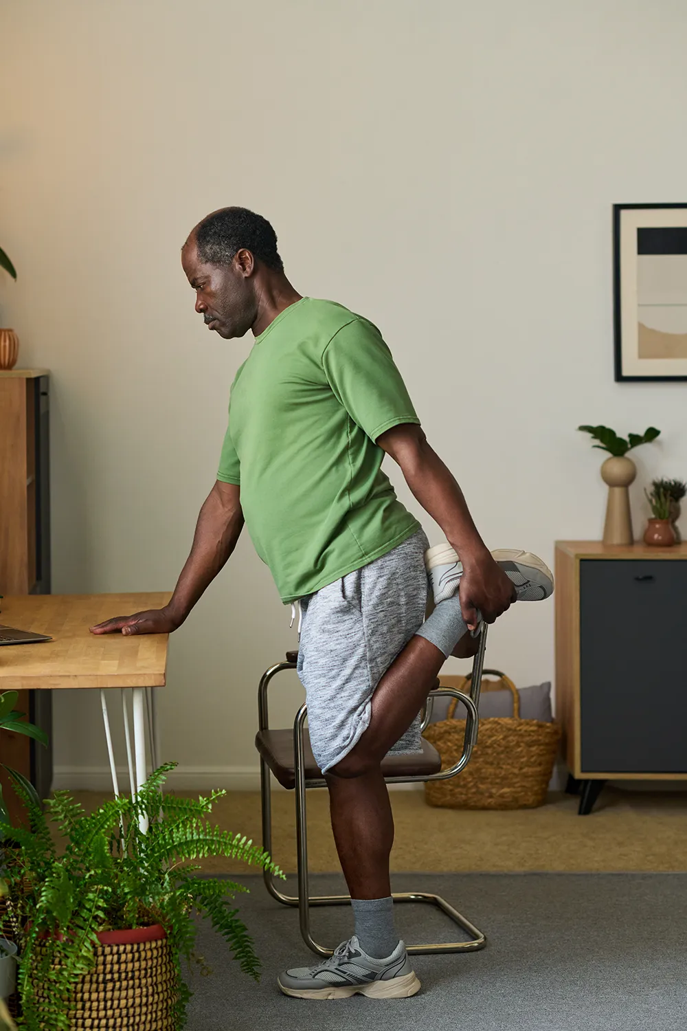 Man at standing desk