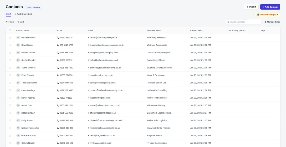 CRM Contact Management Interface