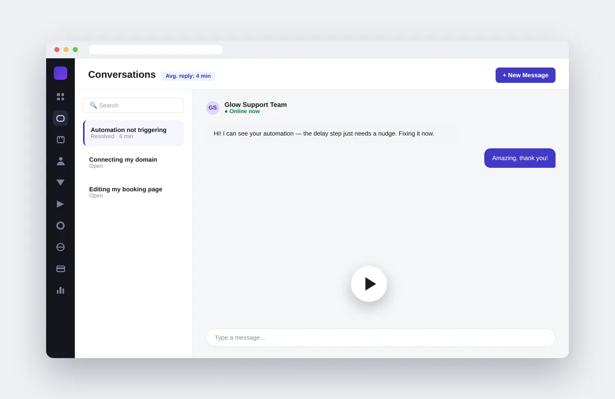 Glow Framework desktop interface dashboard mockup