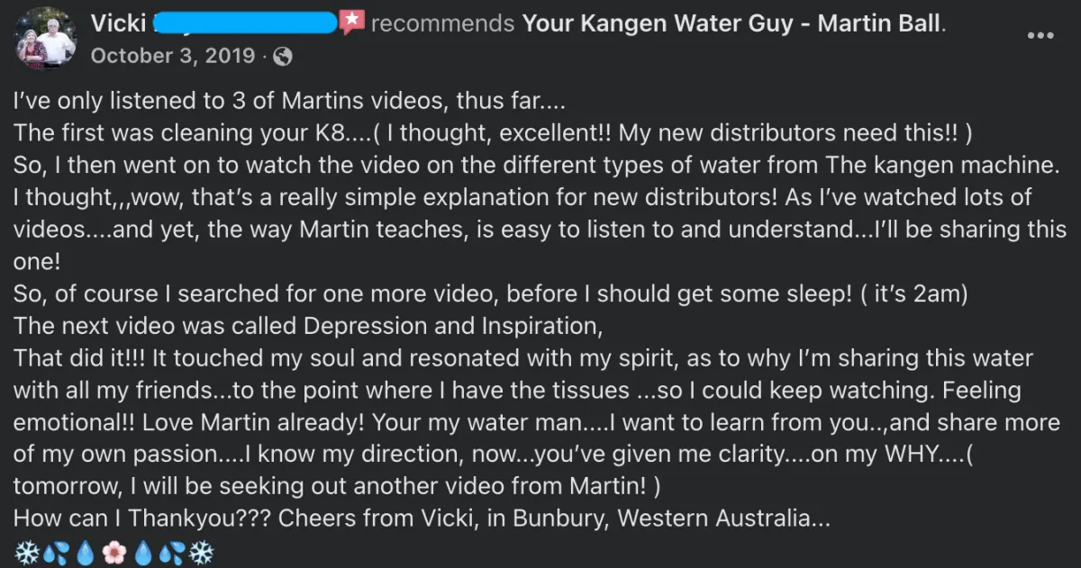 Facebook Testimonial - Vicki