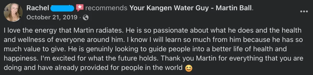 Facebook Testimonial - Rachel