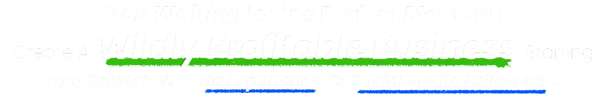 Stop Waiting for the Perfect Moment! Create a Wildly Profitable Business starting from Scratch with No Experience Or Social Media Followers...