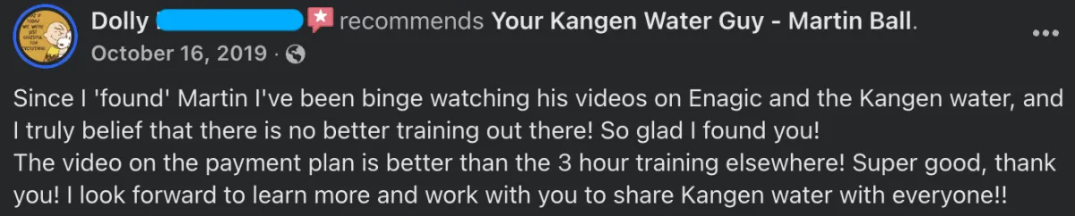 Facebook Testimonial - Dolly