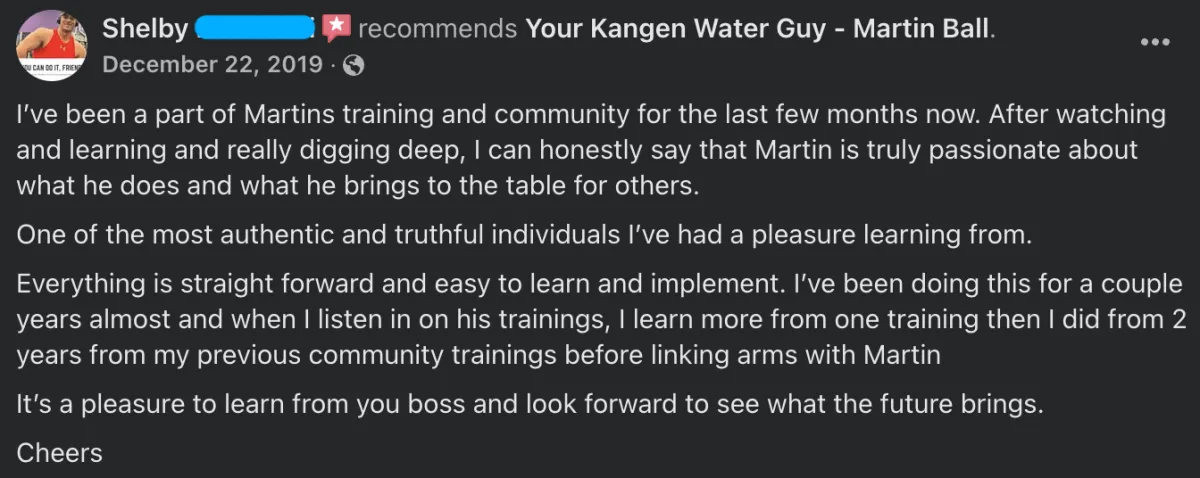 Facebook Testimonial - Shelby