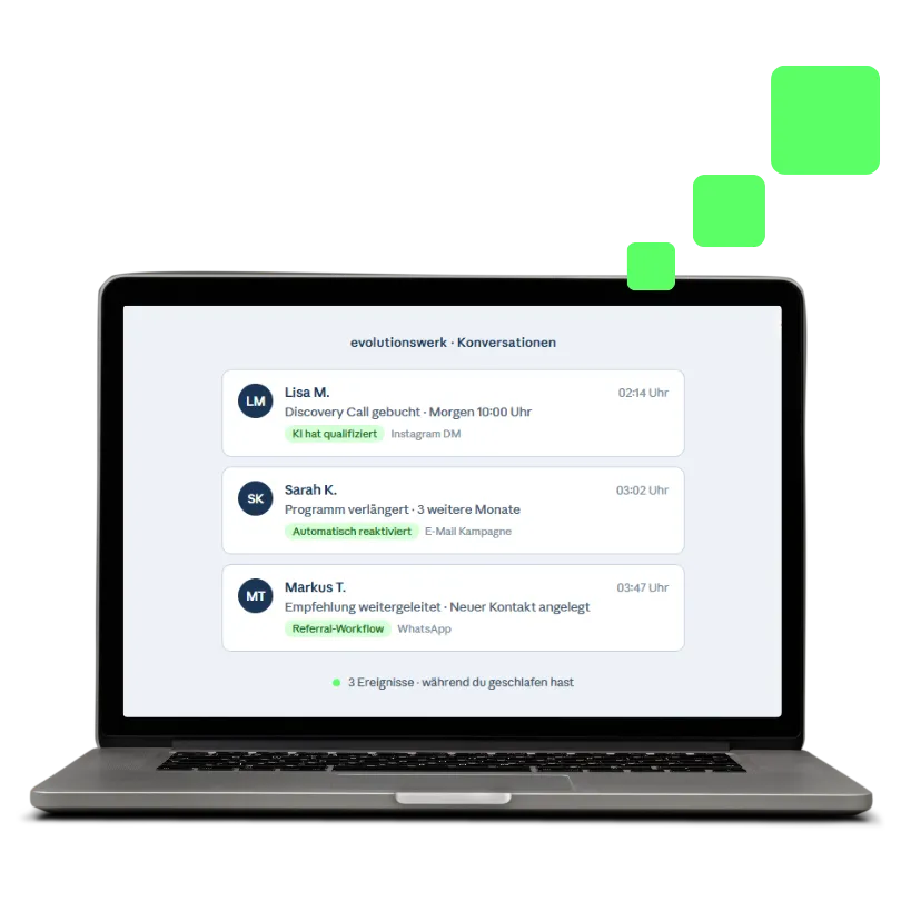 evolutionswerk Leadinteraktion auf MacBook