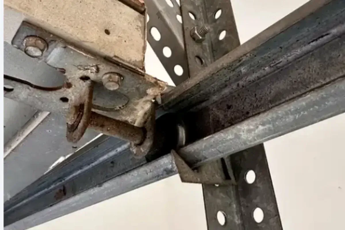Repairing an off-track garage door roller and track in Chesapeake VA