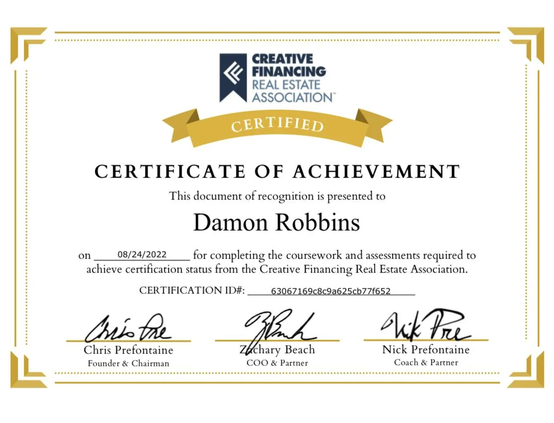 Creative Financing Certificate